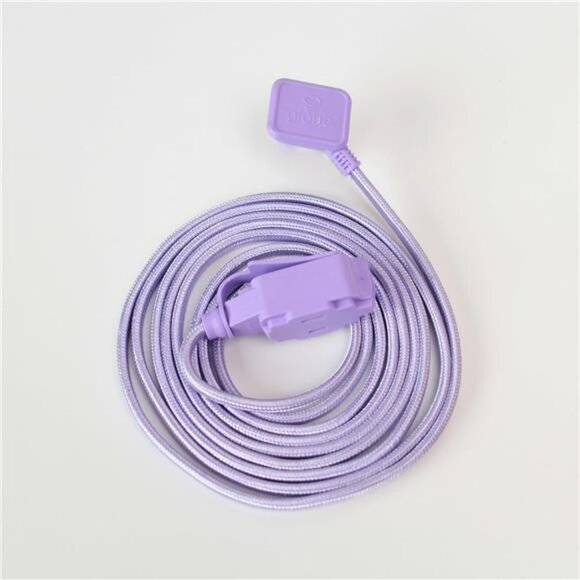 Fabric extension cord 9ft metallic purple with 3 outlets indoor right angle plug - Picture 3 of 7